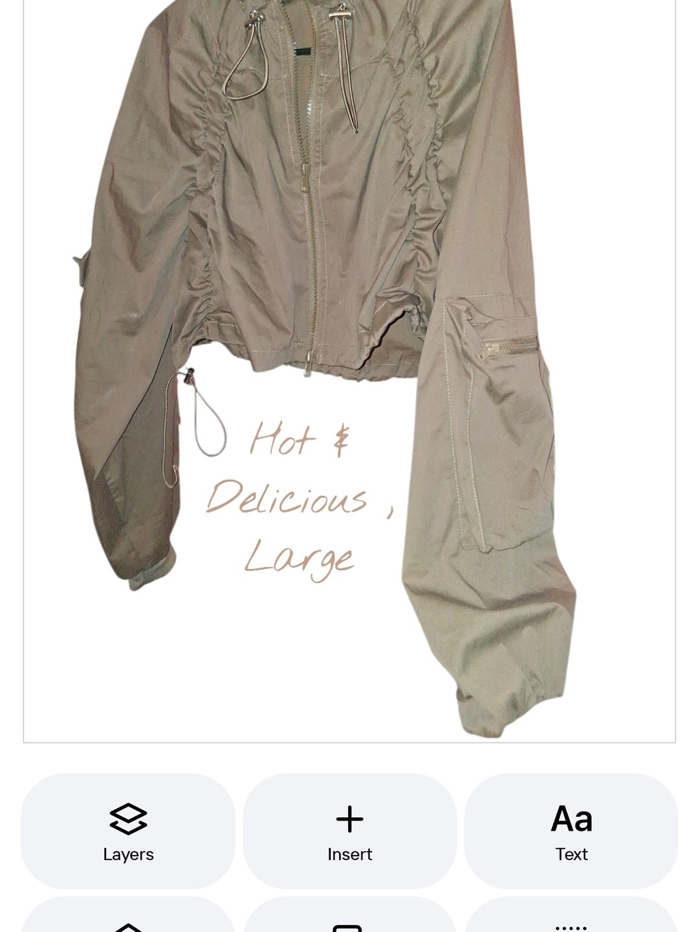 Womens Cropped Drawstring Jacket - - Picture 3 of 6
